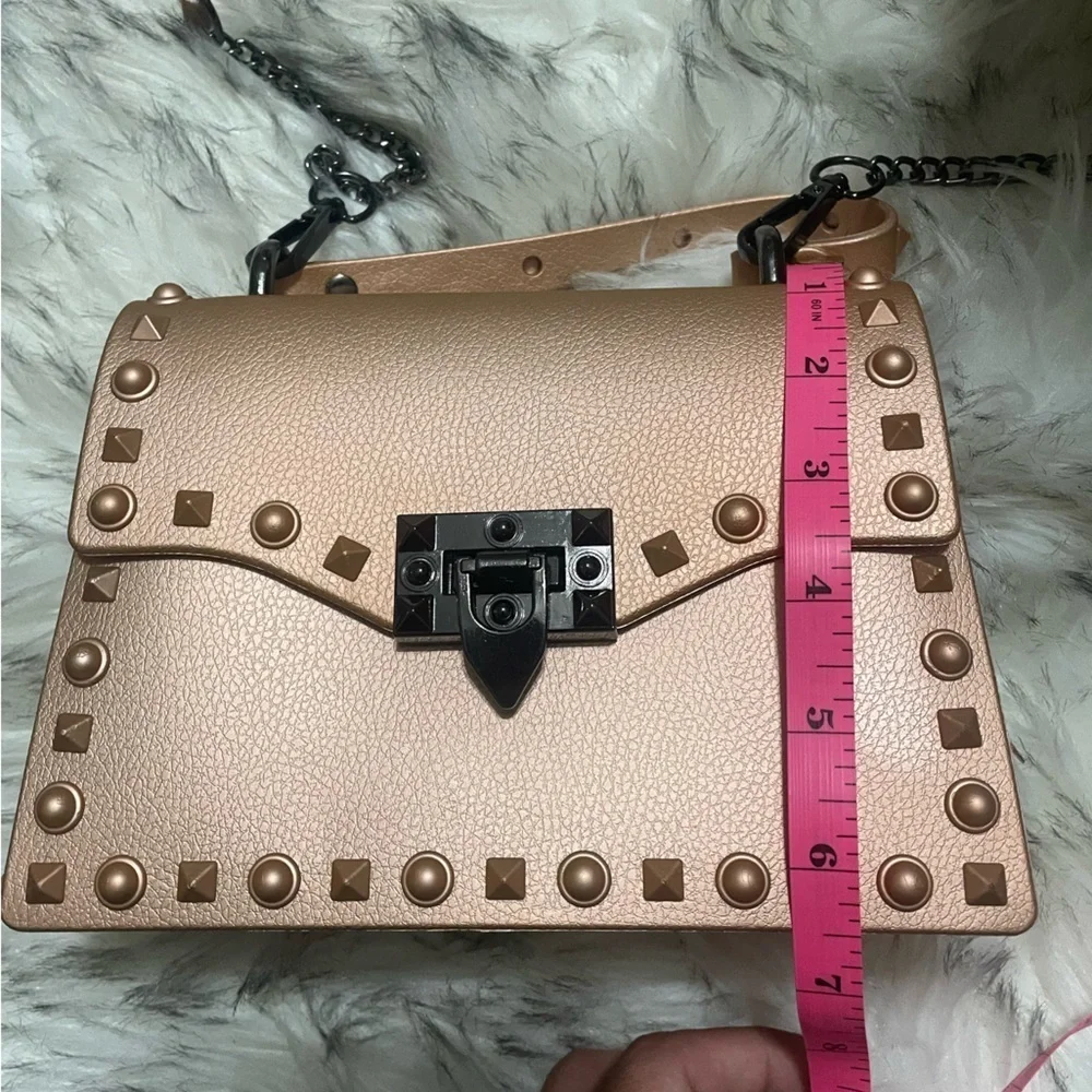 Rose gold studded jelly purse spiked bag top handle crossbody bag rockstud bag - Picture 12 of 12
